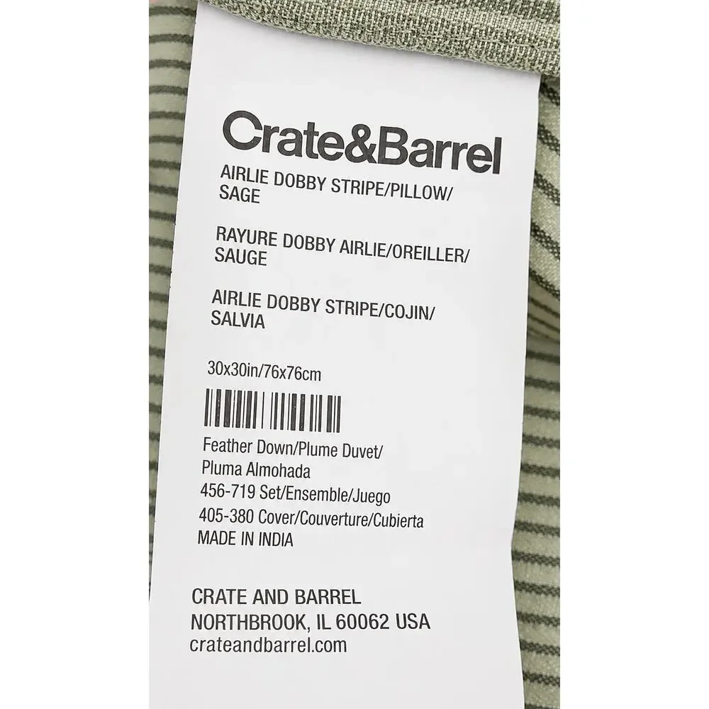 Crate & Barrel Airlie Dobby Stripe Pillow Covers Set Of 3 30x30 NWT